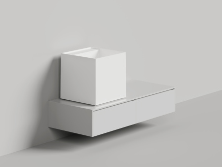 Раковина из литьевого мрамора Salini ARMONIA 130513TG 45х45 накладная цвет белый без отверстий под смеситель